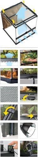 Glass Terrarium Kit, for Reptiles and Amphibians, Mini Wide, 12 x 12 x 12 Inches, PT2600A1