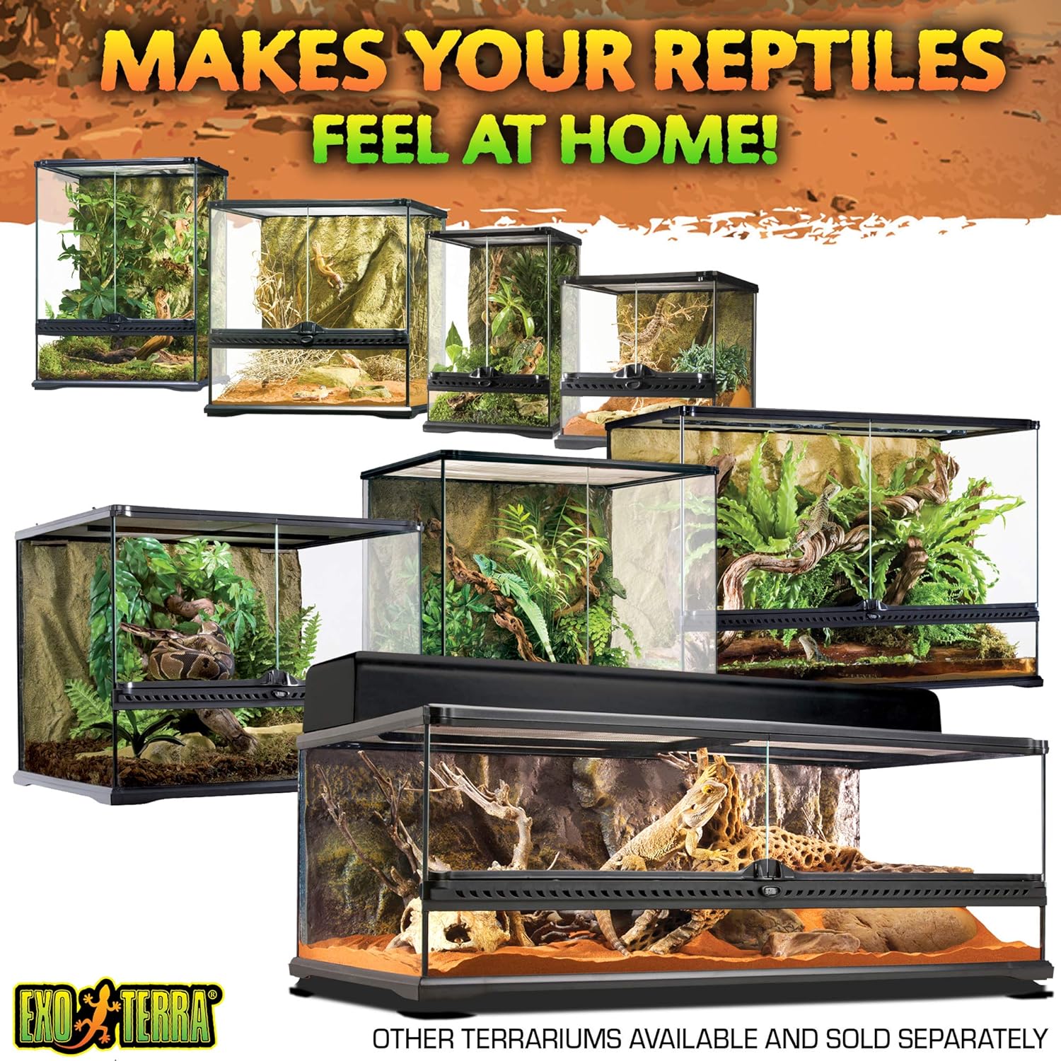 Glass Natural Terrarium Kit, for Reptiles and Amphibians, Nano Tall, 8 x 8 x 12 inches, PT2601A1