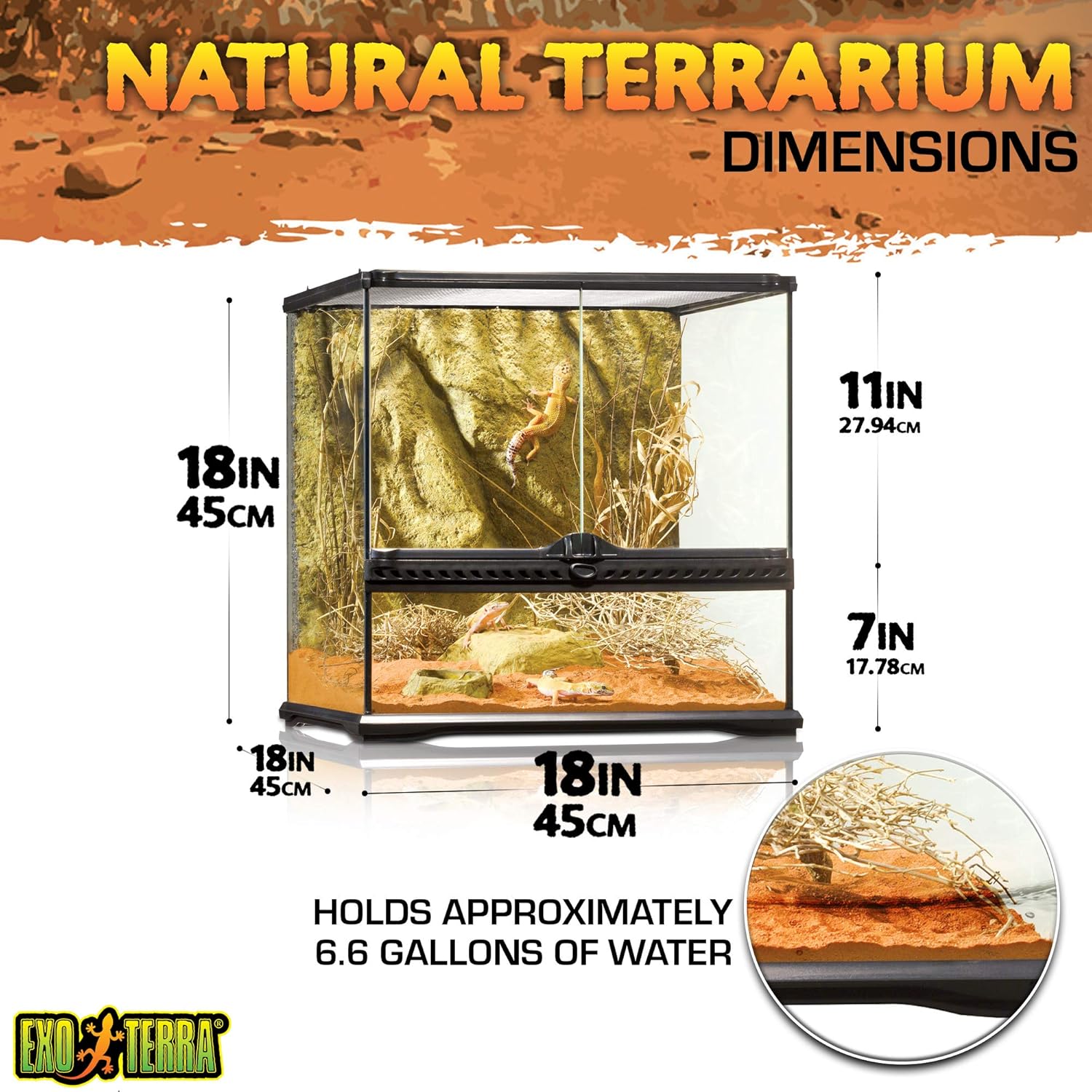 Glass Terrarium Kit, for Reptiles and Amphibians, Mini Wide, 12 x 12 x 12 Inches, PT2600A1