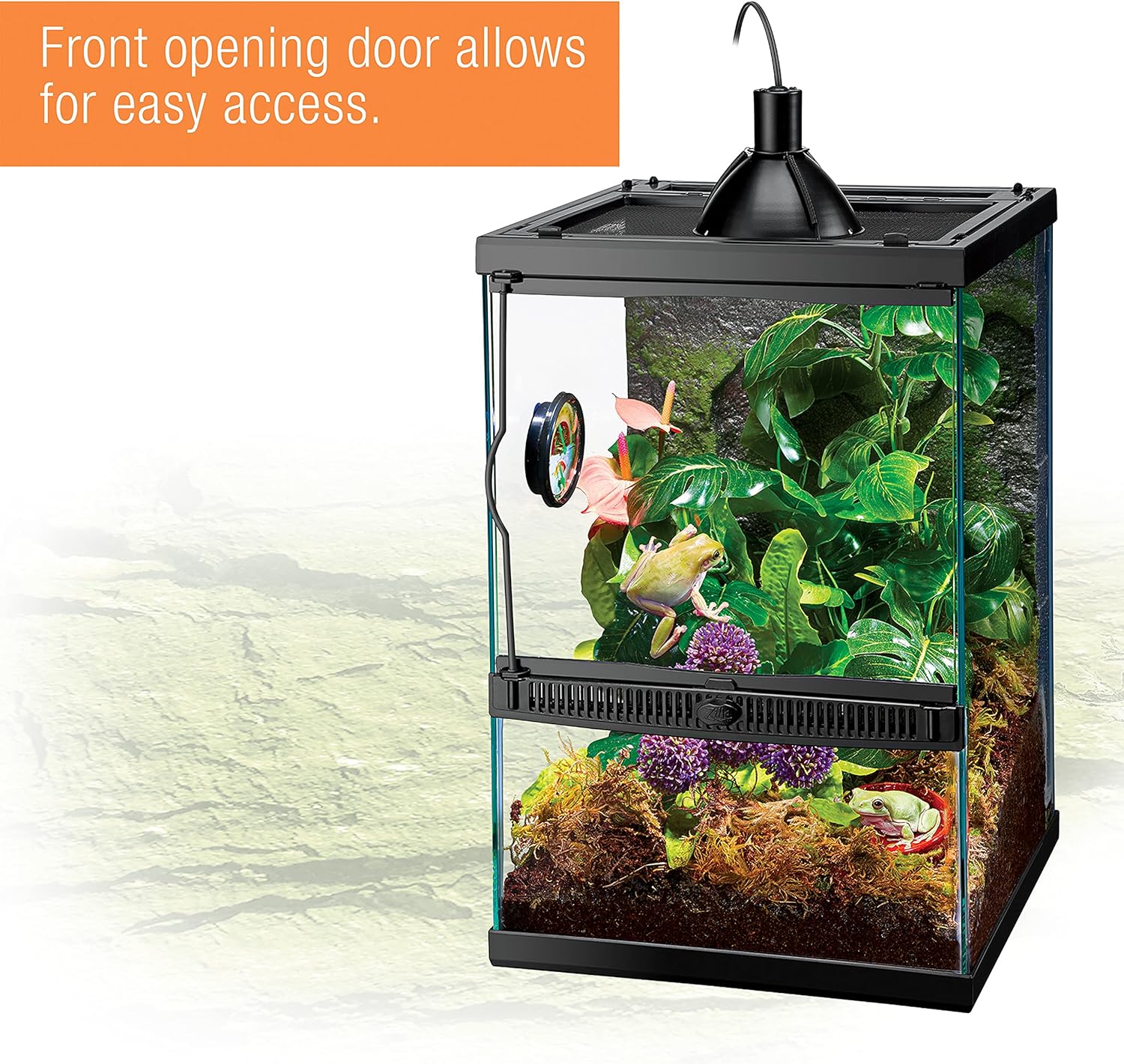 11 Gallon Glass Tropical Vertical Habitat Starter Kit for Small Tree Dwelling Reptiles & Amphibians