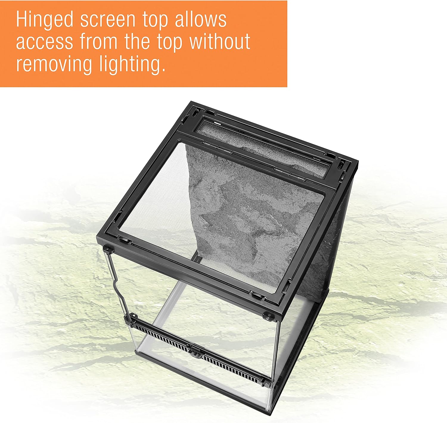 11 Gallon Glass Tropical Vertical Habitat Starter Kit for Small Tree Dwelling Reptiles & Amphibians