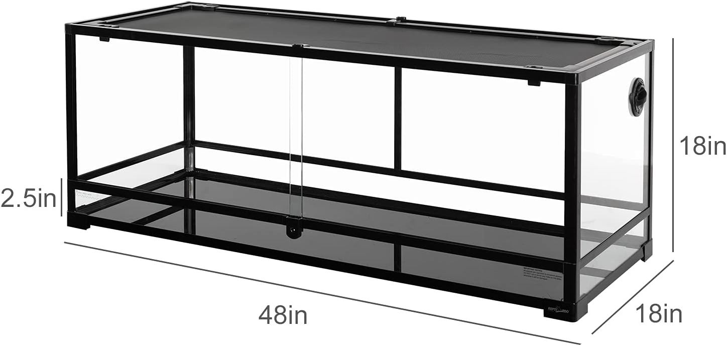67Gallon Reptile Large Terrarium Upgrade Glass Front Opening Tank Sliding Door with Screen Ventilation Reptile Terrarium About 48