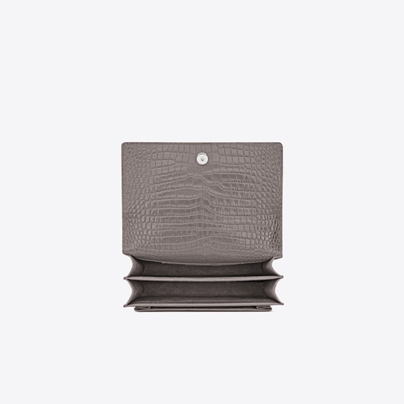 Saint Laurent Sunset Medium In Crocodile Embossed Shiny Leather