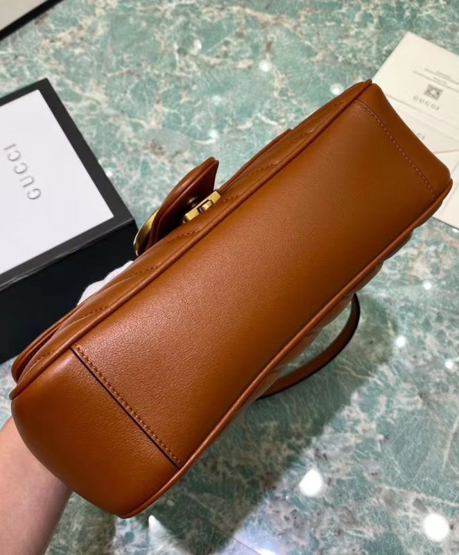 Gucci GG Marmont Small Matelasse Shoulder Bag 443497 Coffee