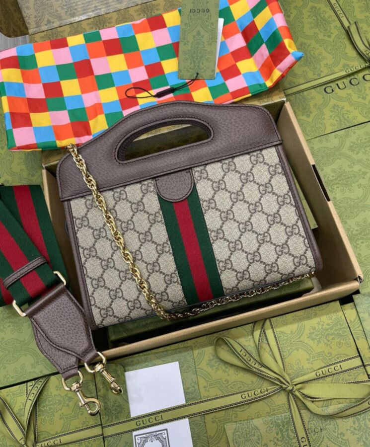 Gucci Ophidia Small Tote With Web 693724 Dark Blue