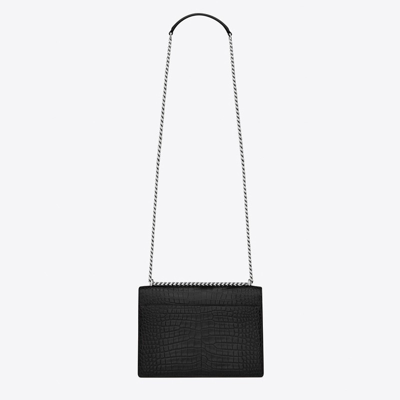 Saint Laurent Sunset Medium In Crocodile Embossed Shiny Leather