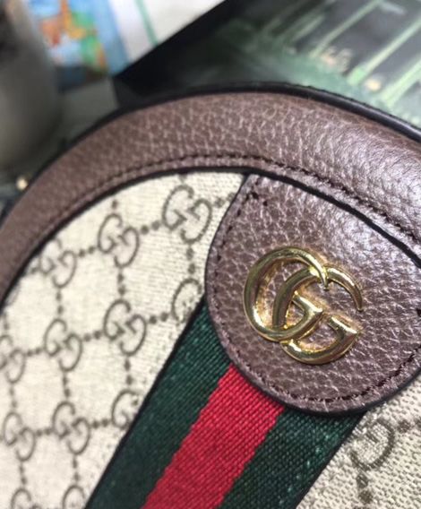 Gucci Ophidia mini GG round shoulder bag 550618 Dark Coffee