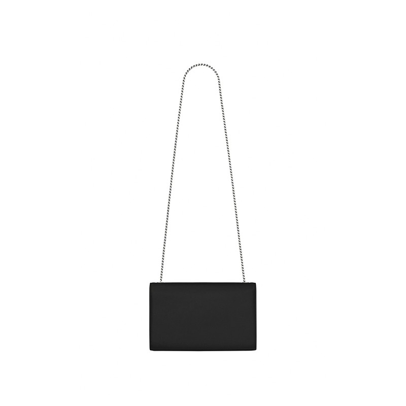 Saint Laurent Large Kate Chain Bag In Black Textured Leather