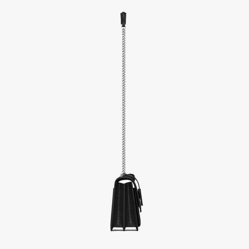 Saint Laurent Sunset Medium In Crocodile Embossed Shiny Leather