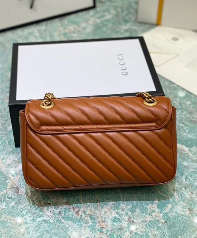 Gucci GG Marmont Small Matelasse Shoulder Bag 443497 Coffee