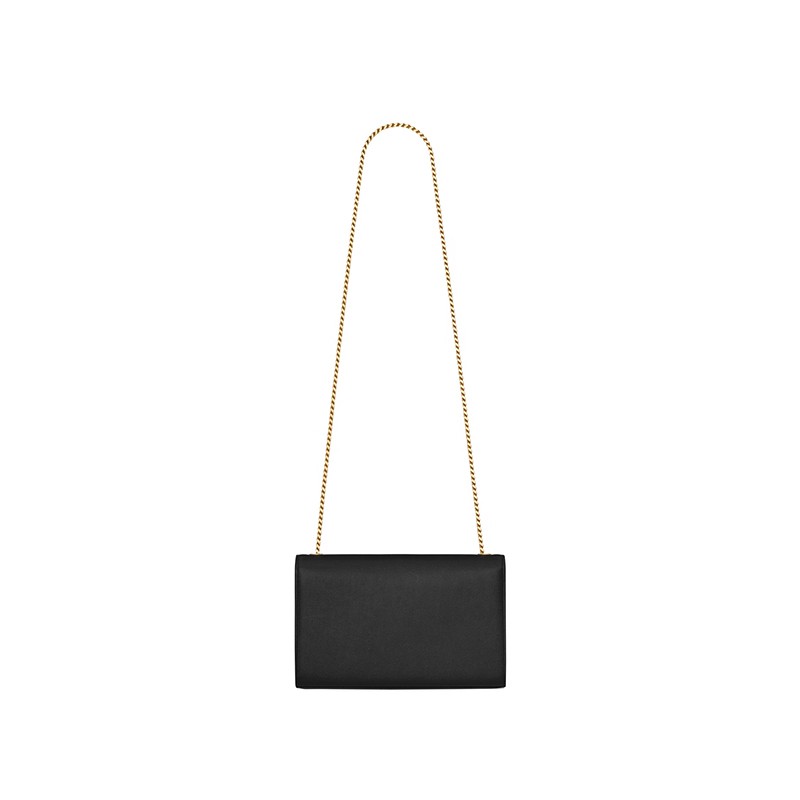 Saint Laurent Medium Kate Chain Bag In Black Textured Leather