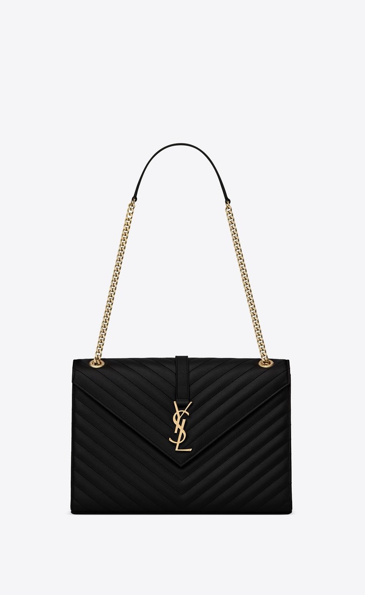 Saint Laurent Envelope Large Bag In Quilted Grain De Poudre Embo