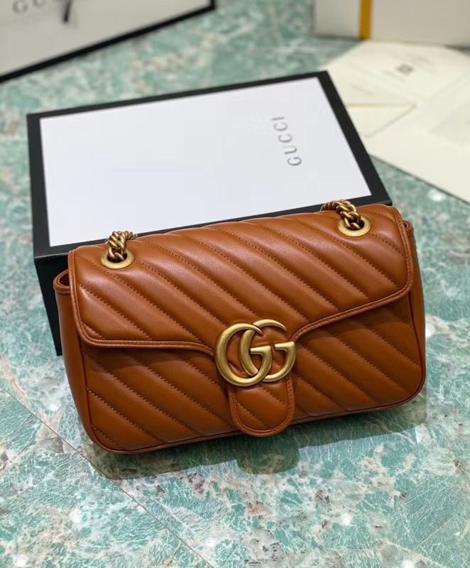 Gucci GG Marmont Small Matelasse Shoulder Bag 443497 Coffee