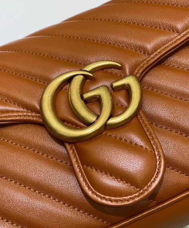 Gucci GG Marmont Small Matelasse Shoulder Bag 443497 Coffee