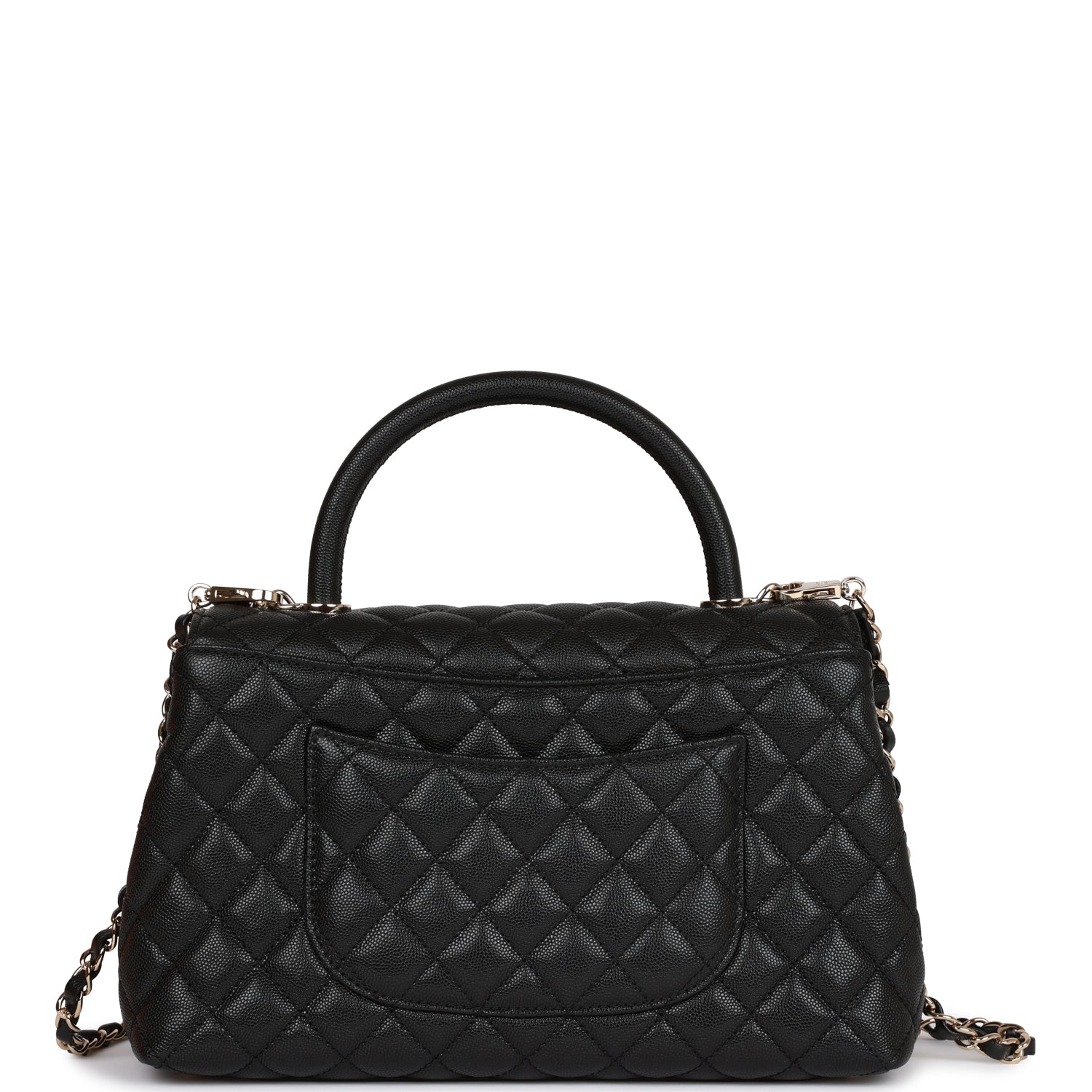 Chanel Small Coco Handle Flap Bag Black Caviar Light Gold Hardware