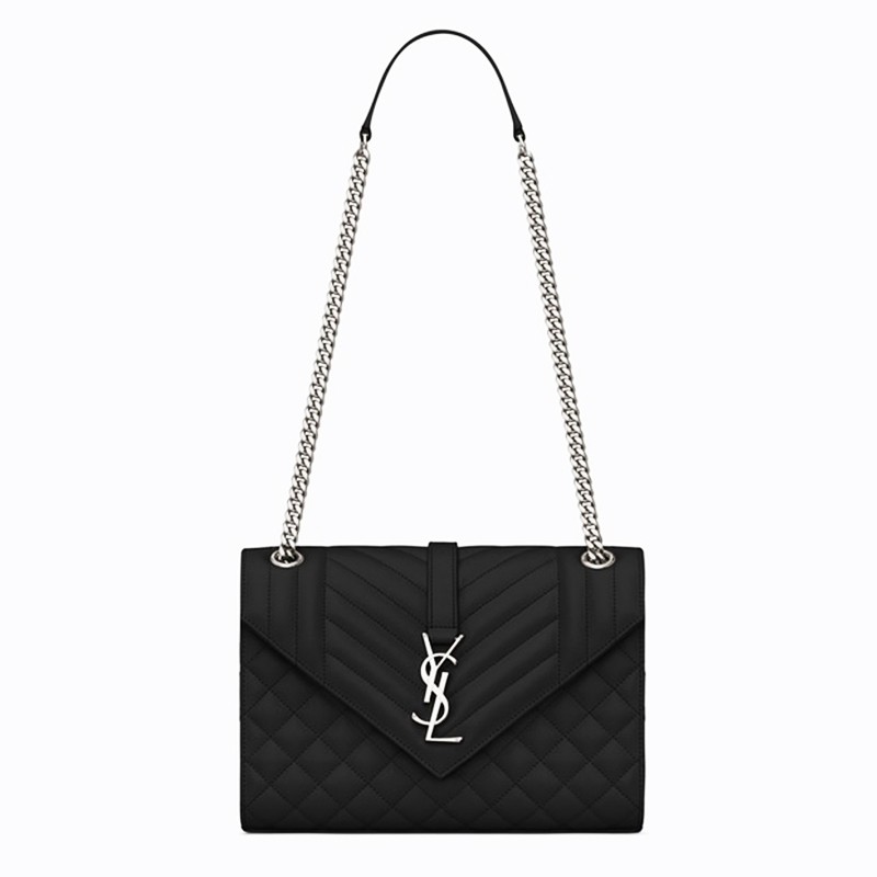 Saint Laurent Envelope Medium Bag In Mix Matelasse Grain De Poud