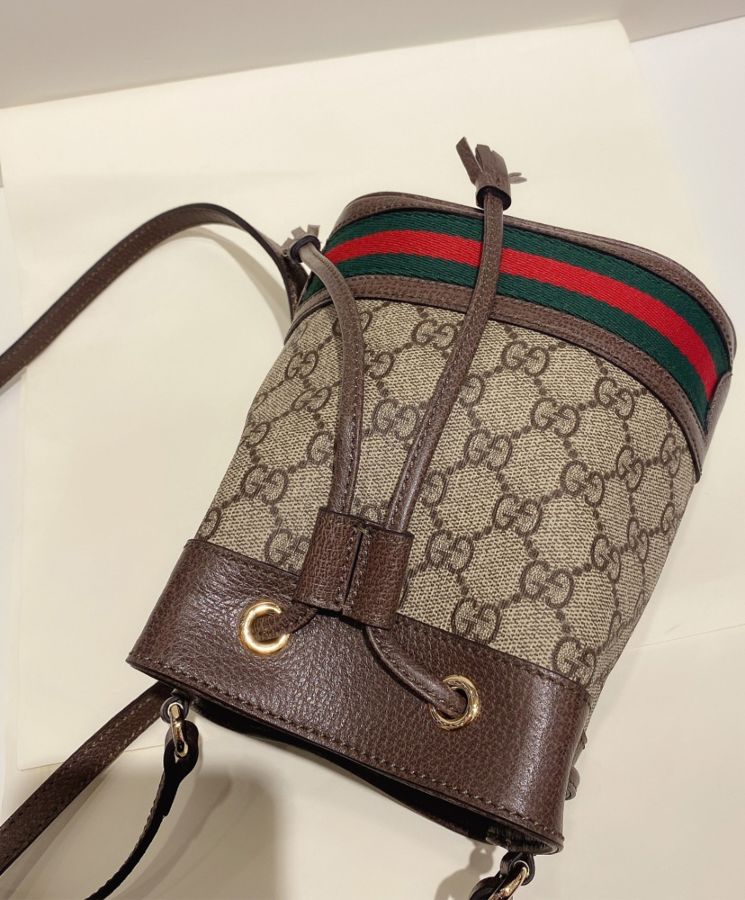 Gucci Ophidia Mini GG Bucket Bag 550620 Dark Coffee