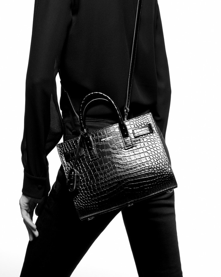 Saint Laurent Classic Sac De Jour Nano In Embossed Crocodile Shi