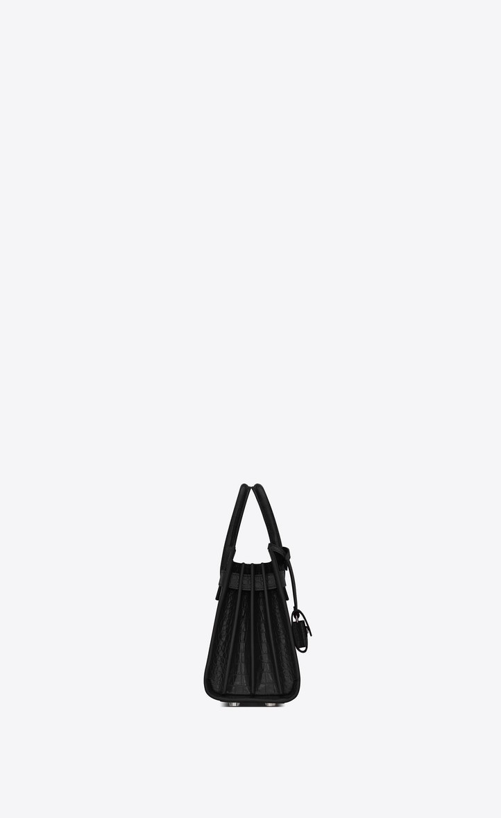 Saint Laurent Classic Sac De Jour Nano In Embossed Crocodile Shi