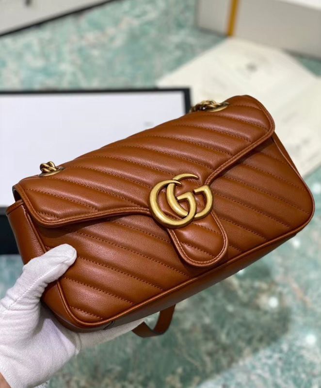 Gucci GG Marmont Small Matelasse Shoulder Bag 443497 Coffee
