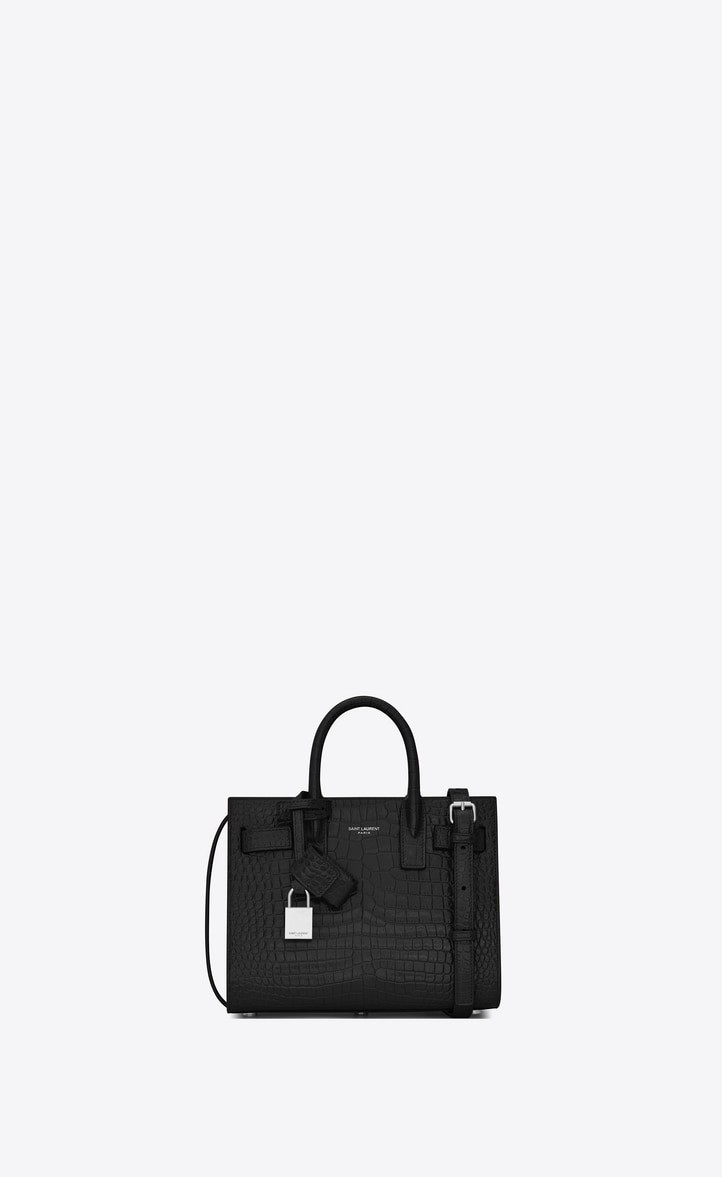 Saint Laurent Classic Sac De Jour Nano In Embossed Crocodile Shi