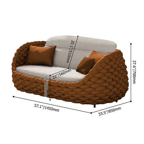 Juego de sofás para exteriores de cuerda trenzada de 4 piezas
