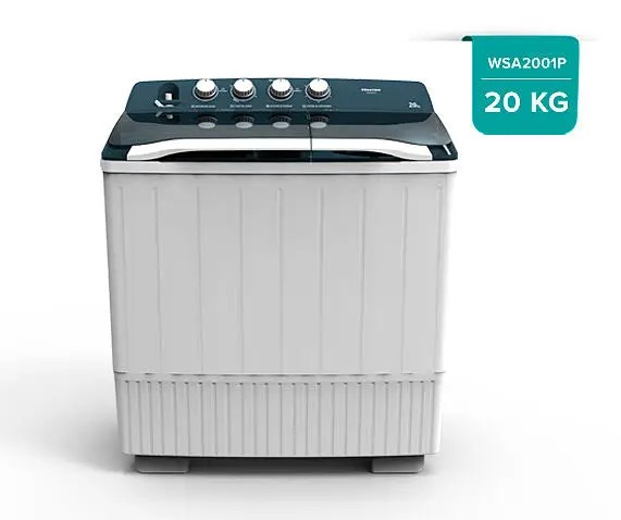 Lavadora doble tina Hisense 20 kg semiautomática carga superior WSA2001P