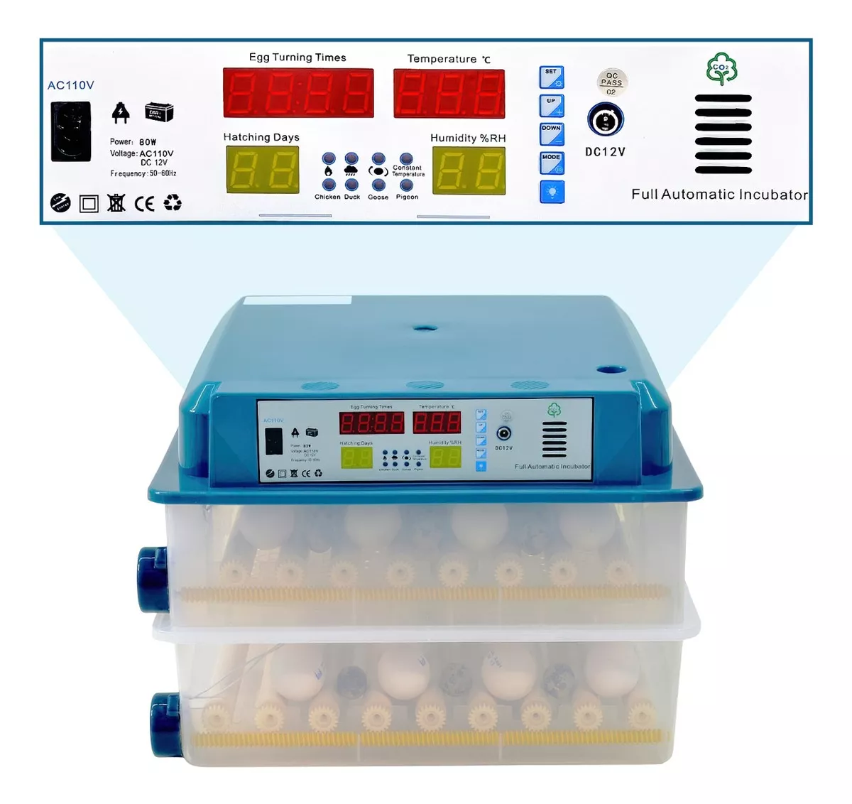 Incubadora Automatica 120 Huevos Aves Pollos + Ovoscopio