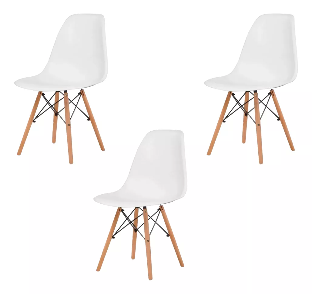 Paquete 3 Sillas Eames Hogarden Minimalista Varios Colores