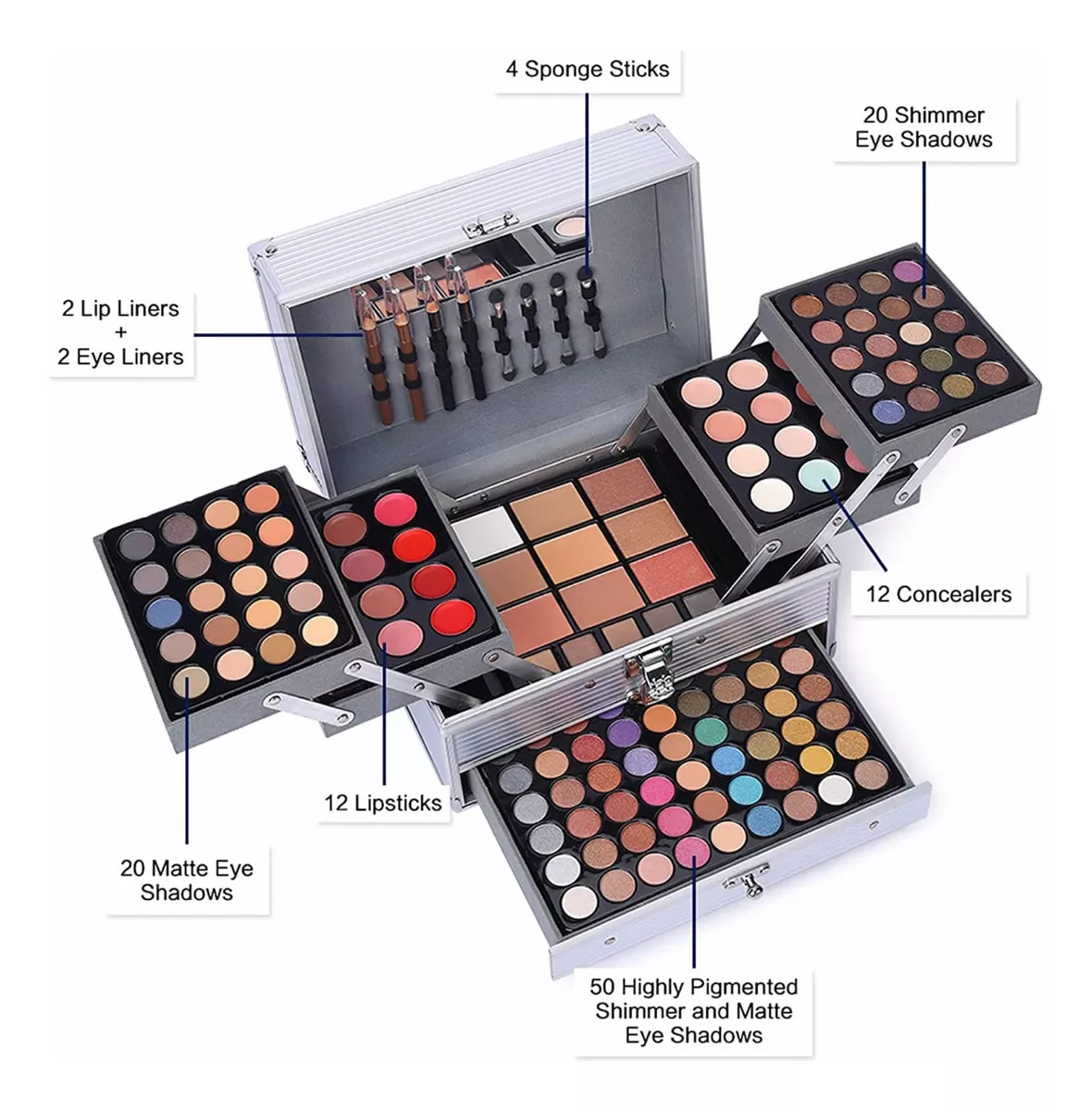 Miss Rose 190 - Kit De Maquillaje Para Maquillaje, Paleta De