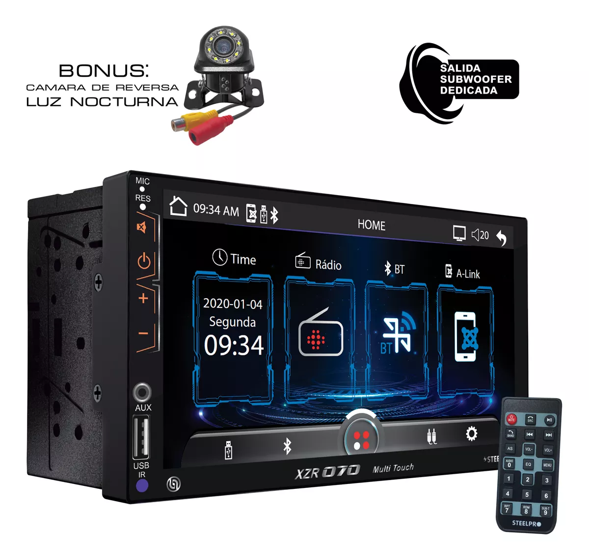 Kit Estereo Pantalla Carplay Bt + 2 Bocinas 6x9 Soundstream