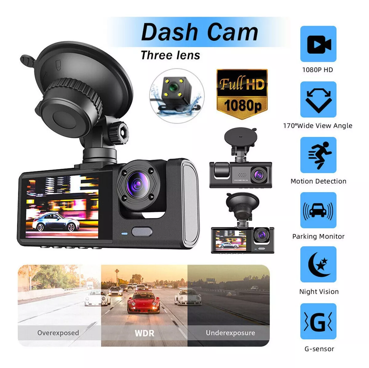 Dashcam Hd 1080p De 170° Para Automóvil Sin Tarieta De Memoria+1*32GB Tarjeta de memoria