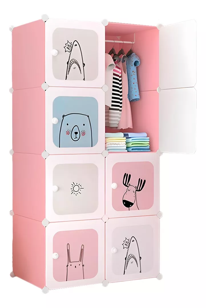 Armario Portátil Plástico Animado 8 Puertas Color Azul acero