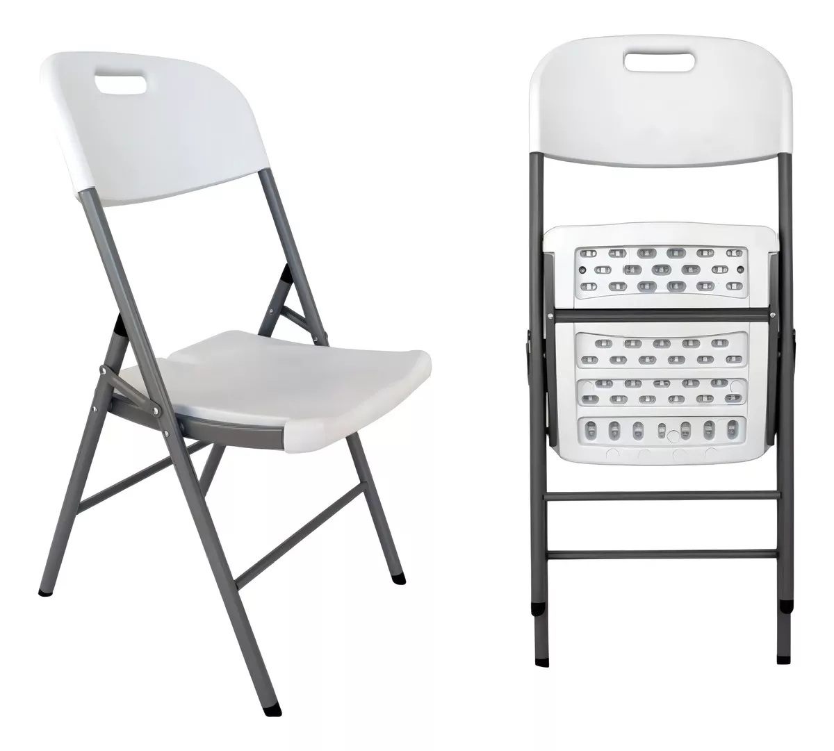 Set 10 Sillas Plegables De Plástico Jardin Fiestas Eventos Color Blanco Set 10 Sillas De Uso Rudo