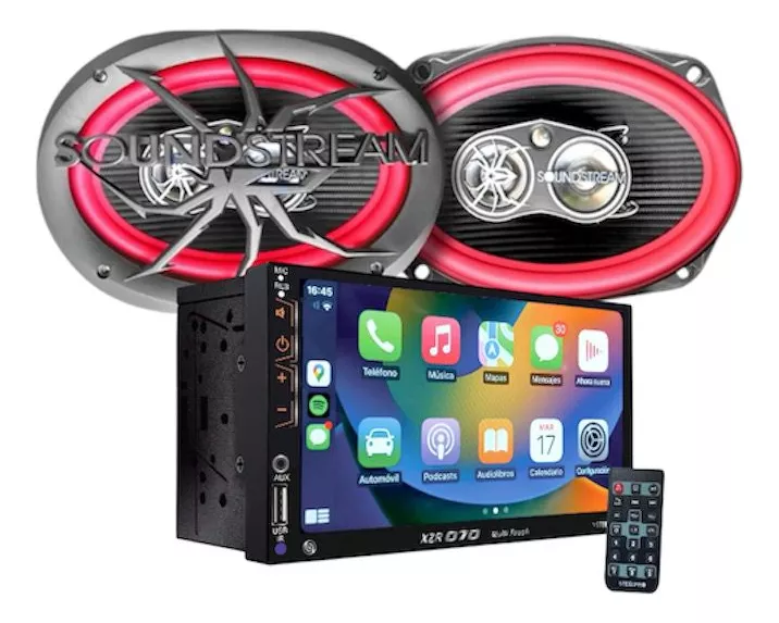 Kit Estereo Pantalla Carplay Bt + 2 Bocinas 6x9 Soundstream