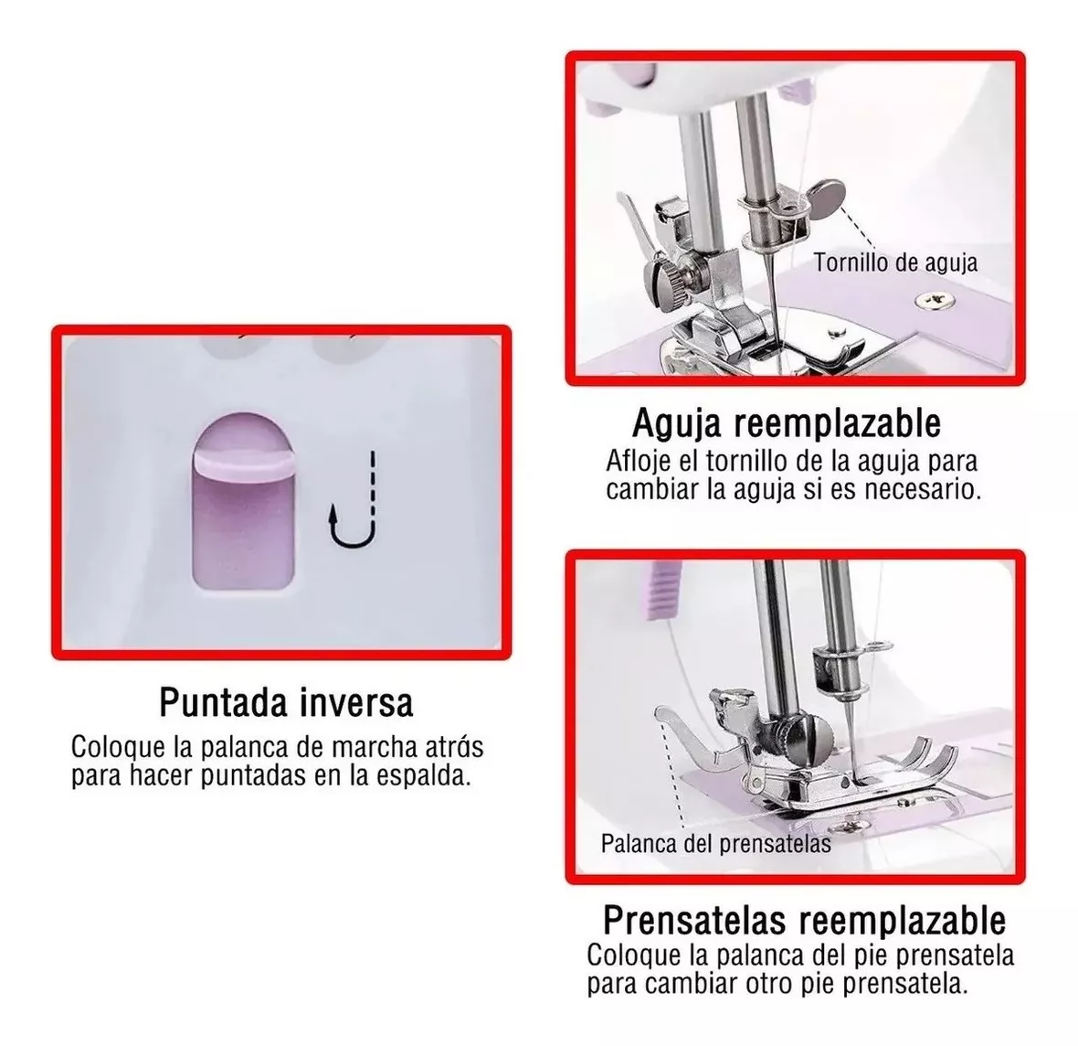 Maquina De Coser Portatil Eléctrica Con Kit De Costura Color Blanco