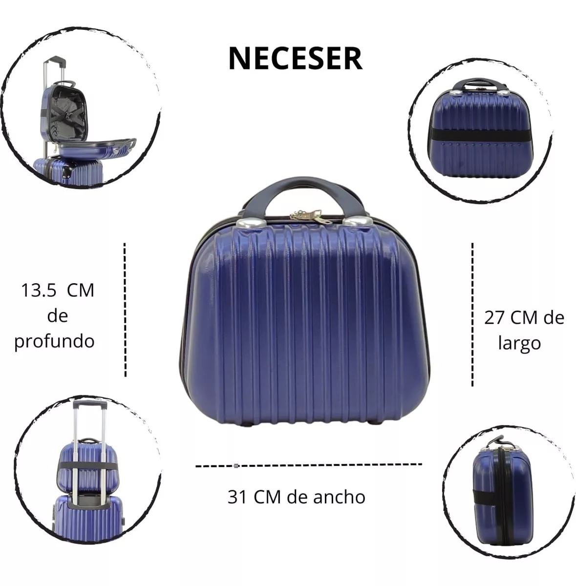 Kit Maleta 8 Kg + 10 Kg + Neceser 3 Pz Sin Documentar Ligera