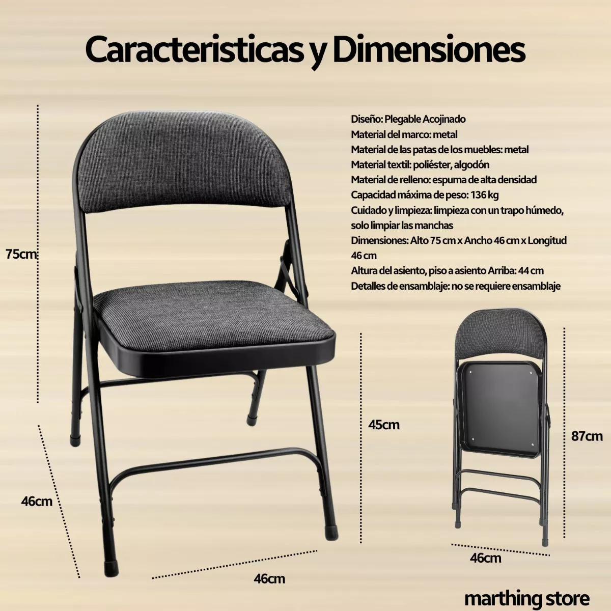 Pack 10 Silla Plegable Acojinada Metalica Uso Rudo Acolchnad