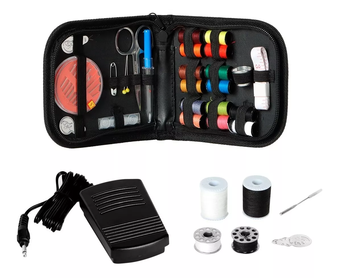 Maquina De Coser Portatil Eléctrica Con Kit De Costura Color Blanco