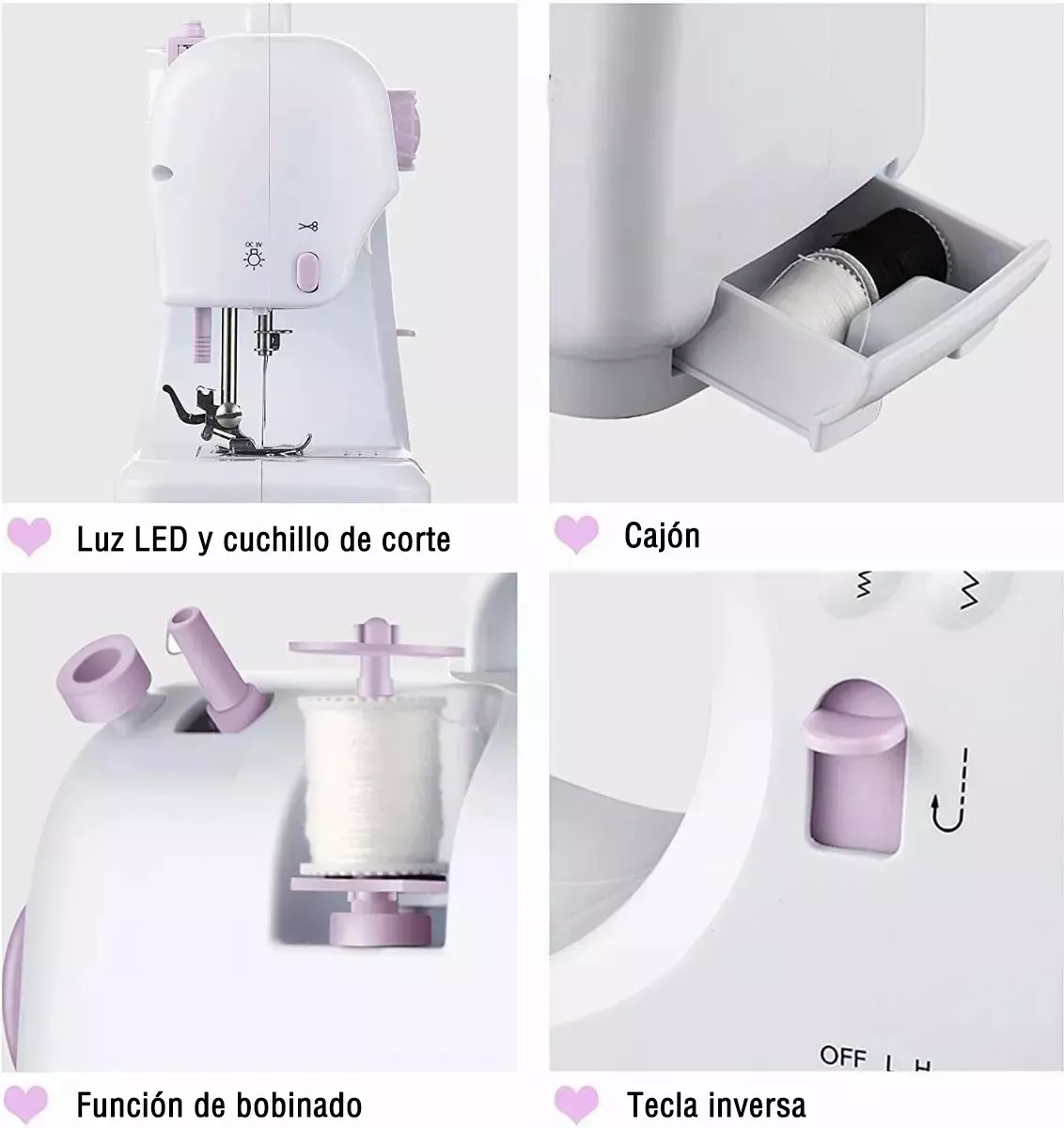 Maquina De Coser Portatil Eléctrica Con Kit De Costura Color Blanco