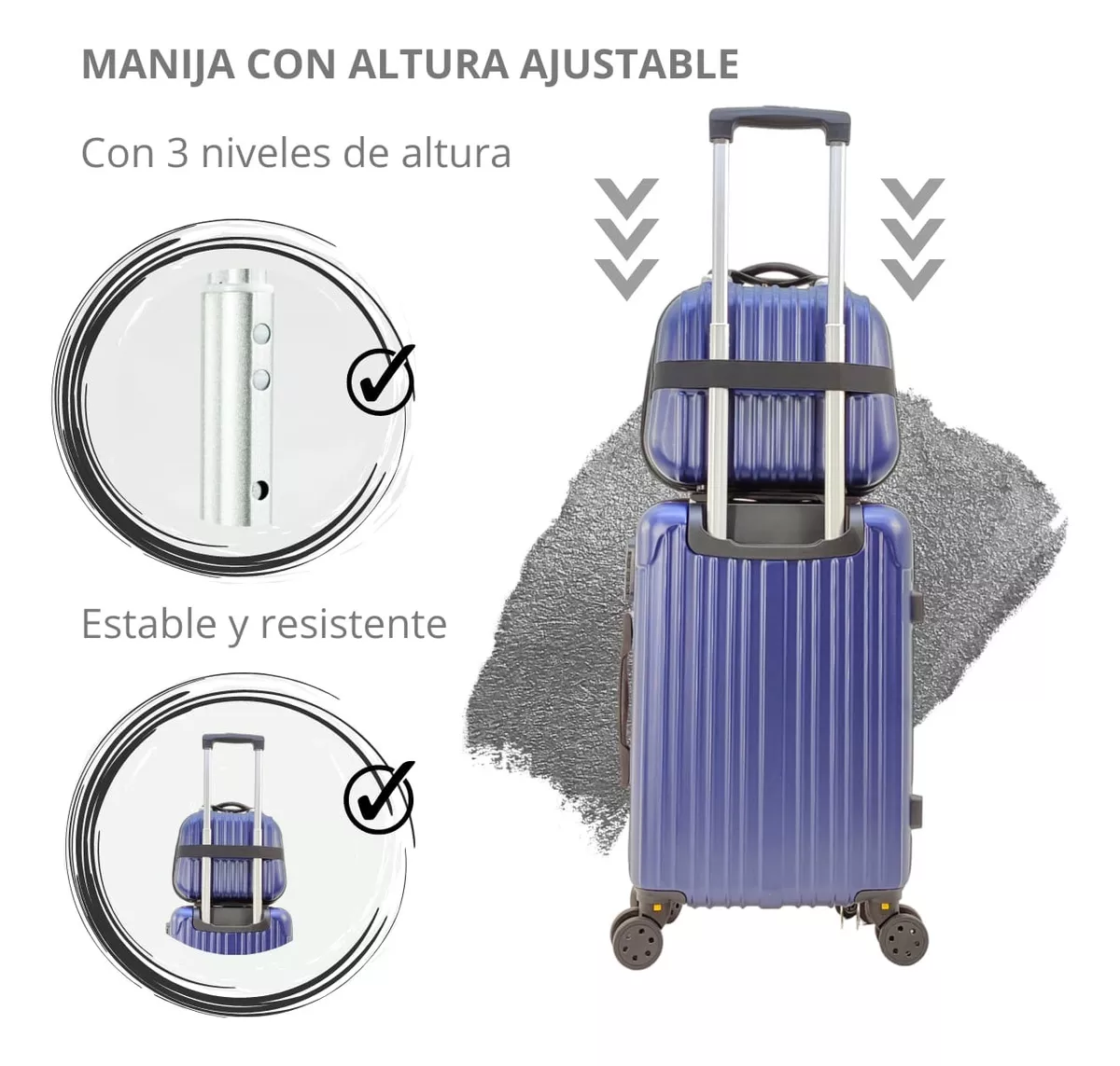 Kit Maleta 8 Kg + 10 Kg + Neceser 3 Pz Sin Documentar Ligera