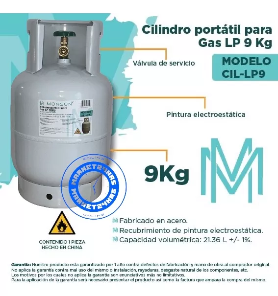 Tanque De Gas Lp Vacío Marca Roalf De 10kg Cilindro Portátil