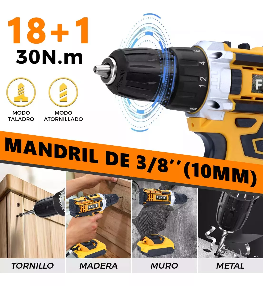 Taladro Atornillador Pistola Eléctrico Maleta Inalámbrico