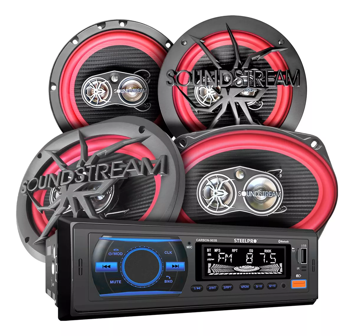 Kit Autoestéreo Par Bocina 6x9 + Par Bocinas 6.5 Soundstream