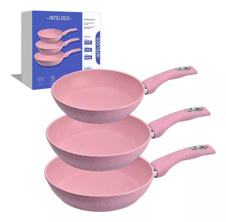Juego De 3 Sartenes Antiadherentes De Mármol,sarten Cocina