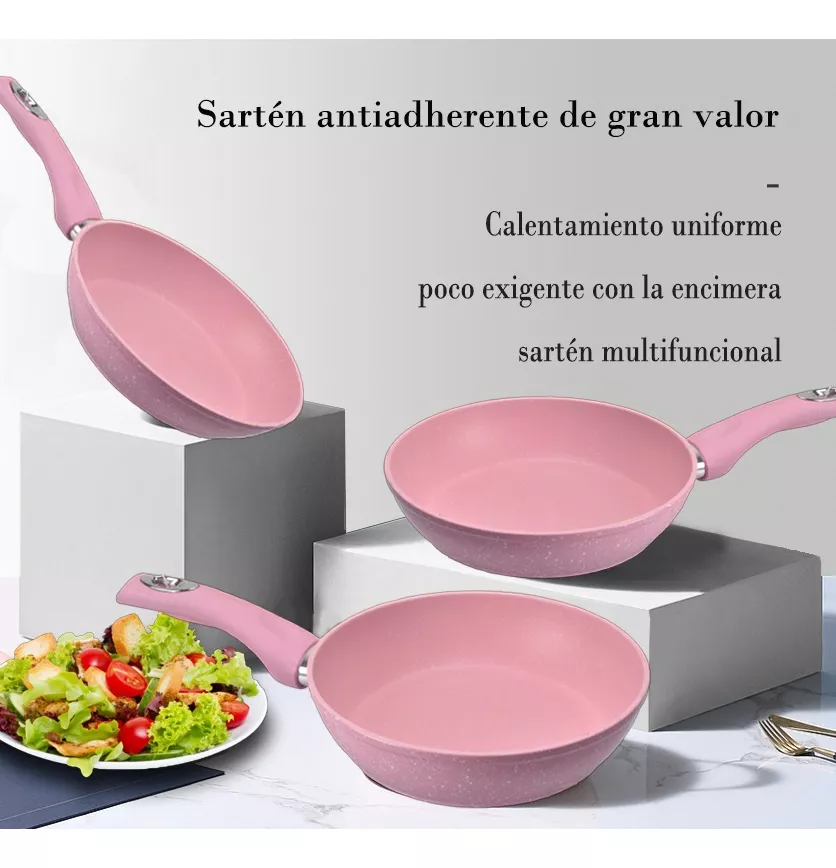 Juego De 3 Sartenes Antiadherentes De Mármol,sarten Cocina