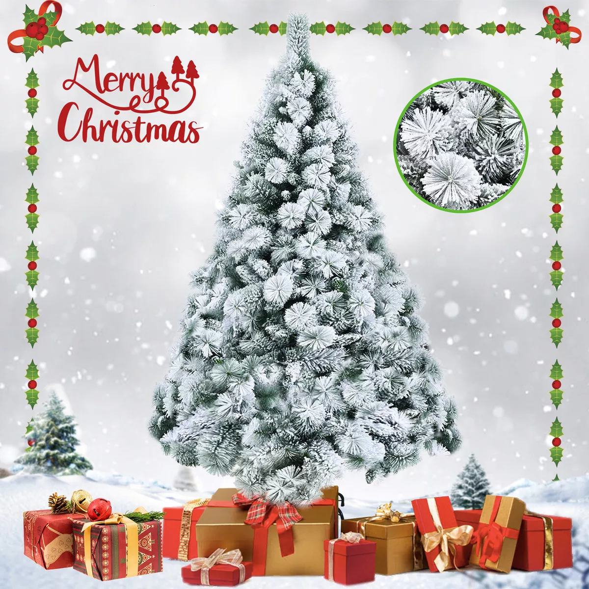 Arbol De Navidad Artificial Decoración Fiesta 1.8m 700 Ramas Blanco Casaliva