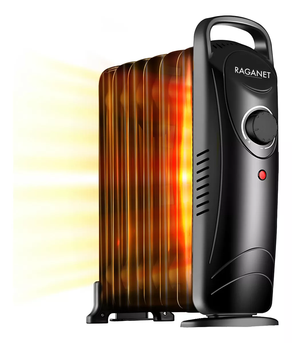 Calentador eléctrico de aceite con radiador 700 W con termostato ajustable color negro Raganet HG124