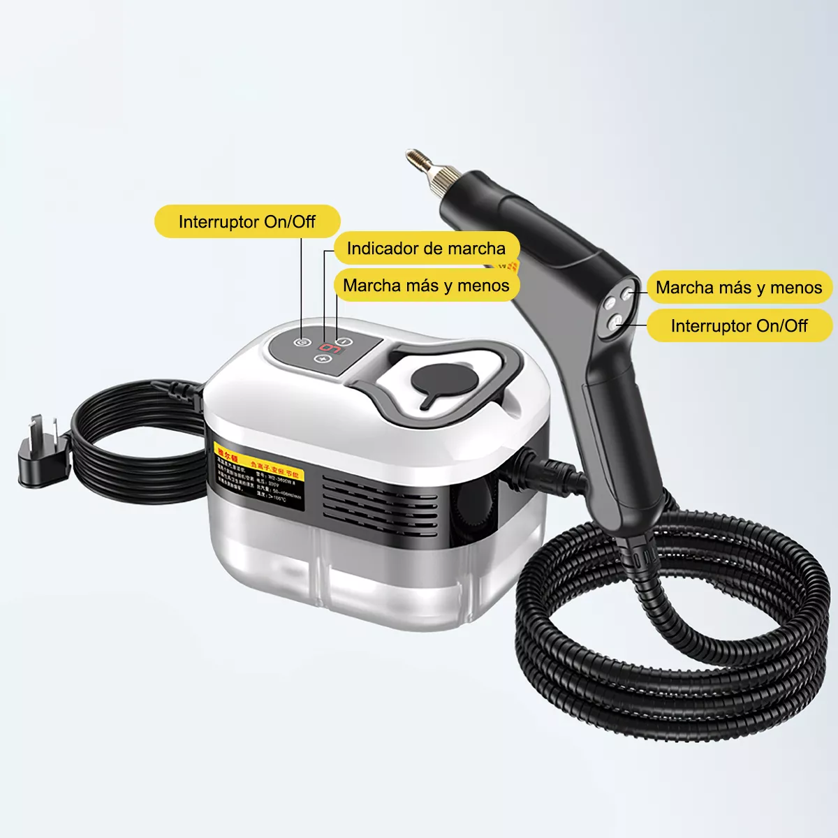 Limpiador De Vapor De Alta Temperatura 3800w 9 Piezas