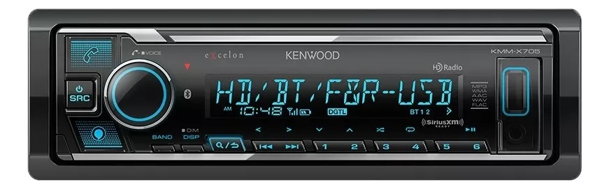 Autoestéreo Receptor De Medios Kenwood eXcelon KMM-X705 1 DIN Bluetooth Amazon Alexa USB Auxiliar Radio AM FM MP3 Color Negro